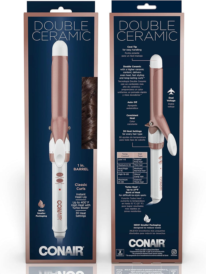 Conair Double Ceramic 1/2-Inch Curling Iron | Spiral Curls for Short Hair