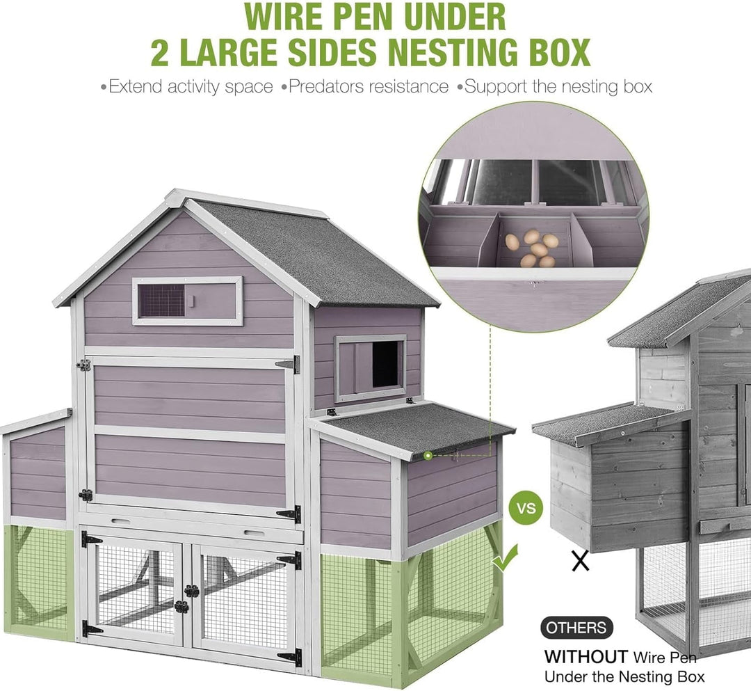 MEDEHOO Chicken Coop 135" Super Large Wooden Chicken House Poultry Cage with Large Nesting Boxes, 55ft²