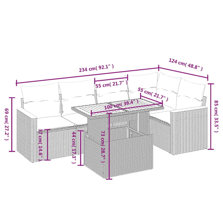 vidaXL Garden Sofa Set Grey
