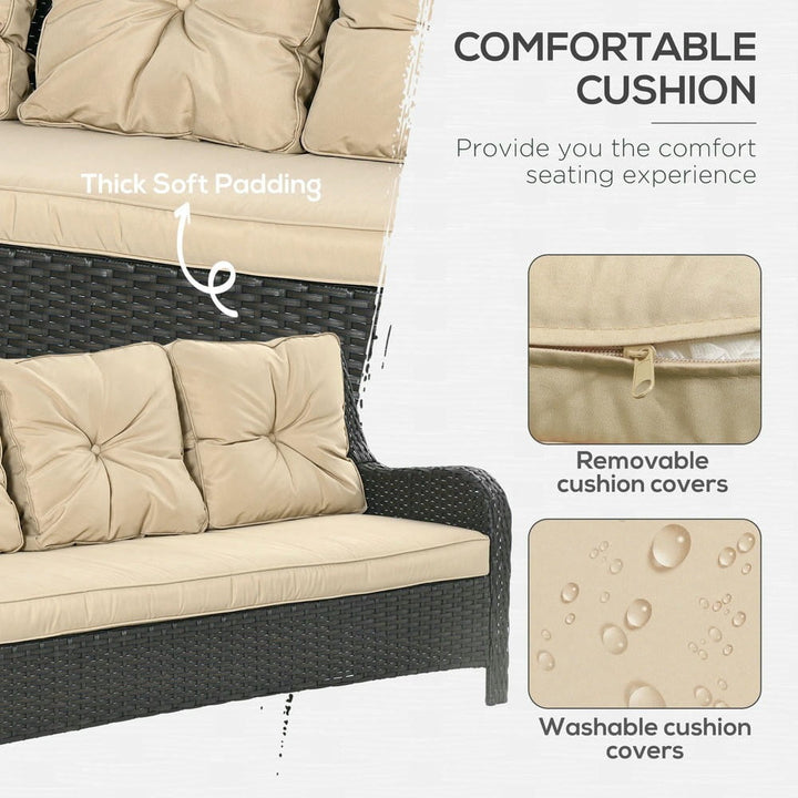 YYAo Patio Couch, Outdoor Sofa,3-Seater Outdoor Sofa w/ 4" Thick Cushions, Outdoor Couch, Beige