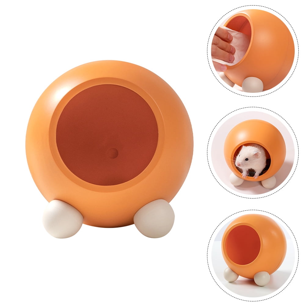 Gong Small Pet Sleep House Chinchillas Warm Nest Hamster Plastic Hideout (Orange)