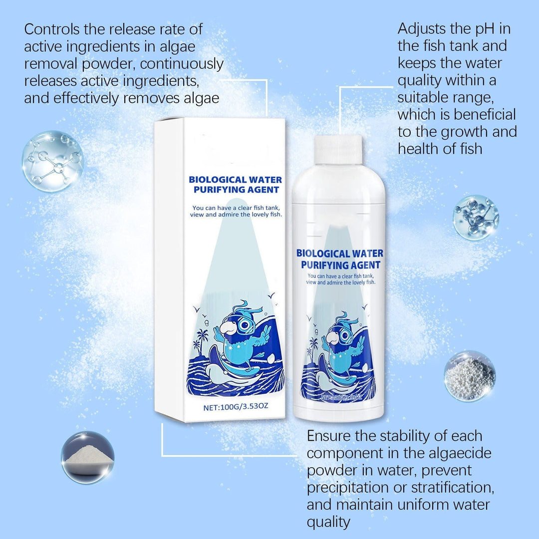 Rwvbm Aquarium Water Purifier & Algaecide Removes Moss,Powder & Waste Improves Water & Fish Health Safe for All Fish Tanks Easy-to-Use (1 Pack)