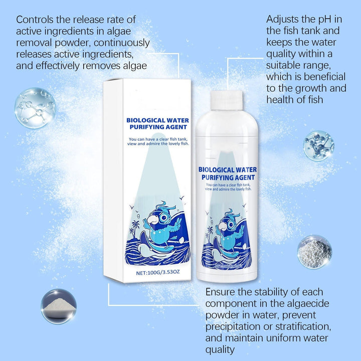 Rwvbm Aquarium Water Purifier & Algaecide Removes Moss,Powder & Waste Improves Water & Fish Health Safe for All Fish Tanks Easy-to-Use (1 Pack)