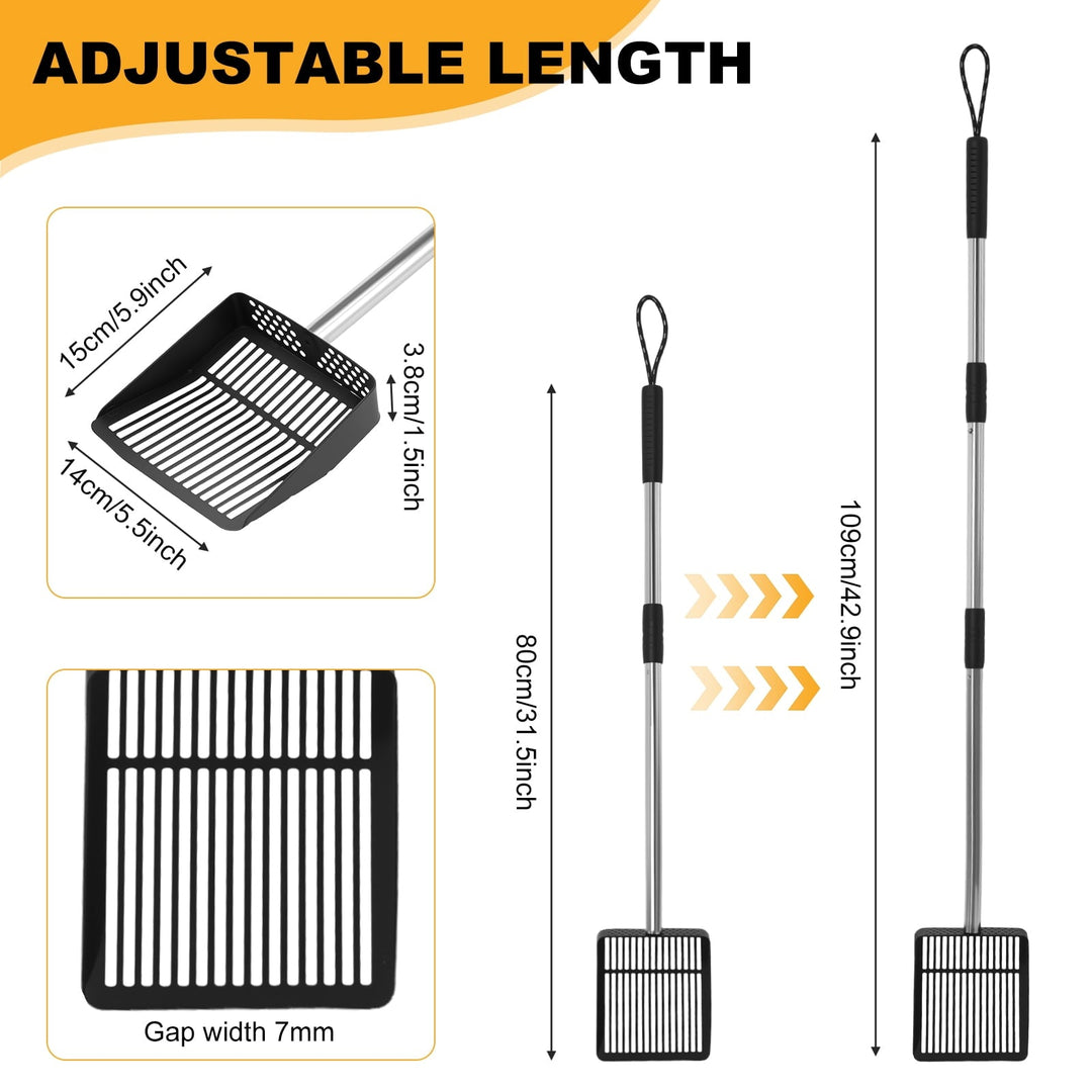 Keyohome Chicken Poop Scooper Stainless Steel Handle Non Stick Detachable Cat Litter Sifter Extendable Long Chicken Cage Children's Beach Shovel