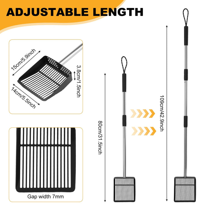 Keyohome Chicken Poop Scooper Stainless Steel Handle Non Stick Detachable Cat Litter Sifter Extendable Long Chicken Cage Children's Beach Shovel