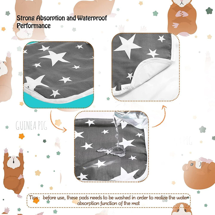 8 Pieces Guinea Pig Pee Pads Guinea Pig Fleece Bedding Highly Absorbent Washable and Reusable Training Pads Cage Liners for Small Animals Hamsters Bunnies, 12 x 12 Inch