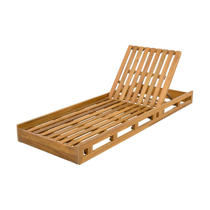 Christopher Knight Home Wood Outdoor Chaise Lounge Chair with 4-Position Adjustable Backrest, Teak Finish
