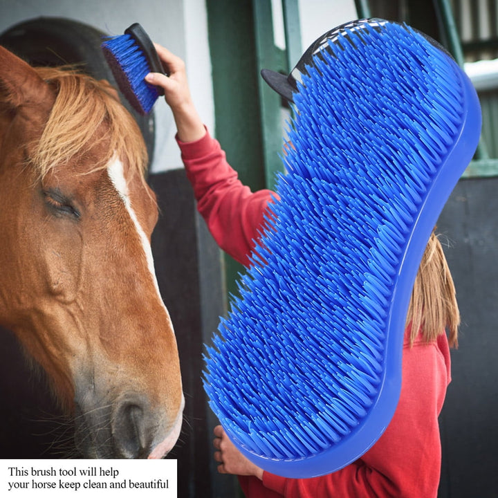 Soft Silicone Horse Grooming Brush, Removes Dead Skin  Keeps Coat , Equestrian Tool