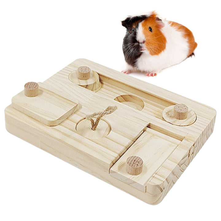 CIYISON Small Pet Foraging Toy for Guinea Pigs Wooden Rabbit Feeder Cage Accessories