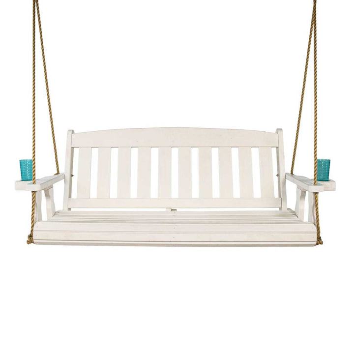 Amish Casual Heavy Duty 800 Lb Mission Treated Porch Swing with Hanging Chains (5 Foot, Semi-Solid White Stain)