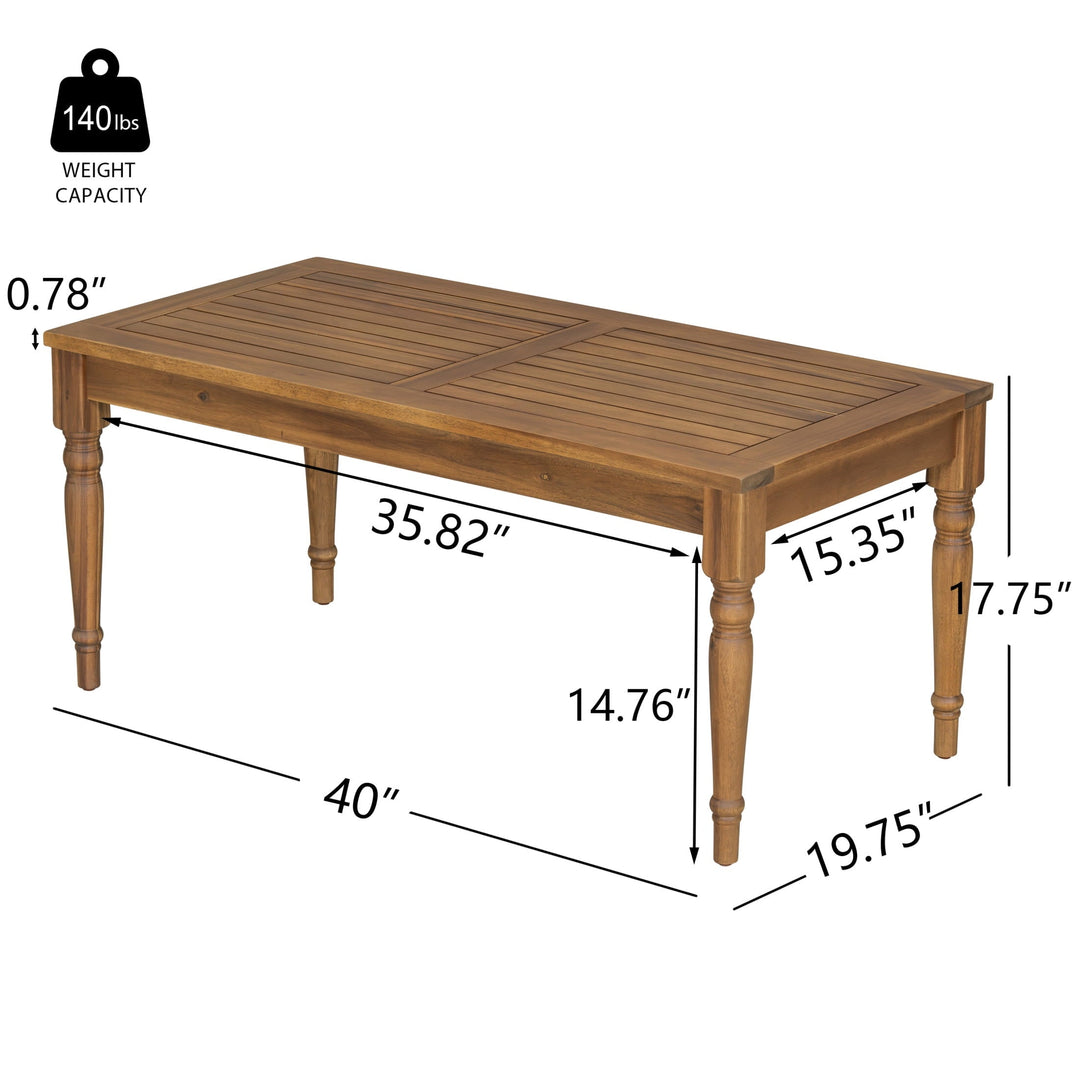 Christopher Knight Home 31.5" Outdoor Coffee Table, Wood Slatted Top with Carved Legs, Natural Finish