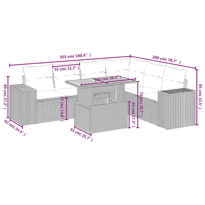 vidaXL Garden Sofa Set Grey