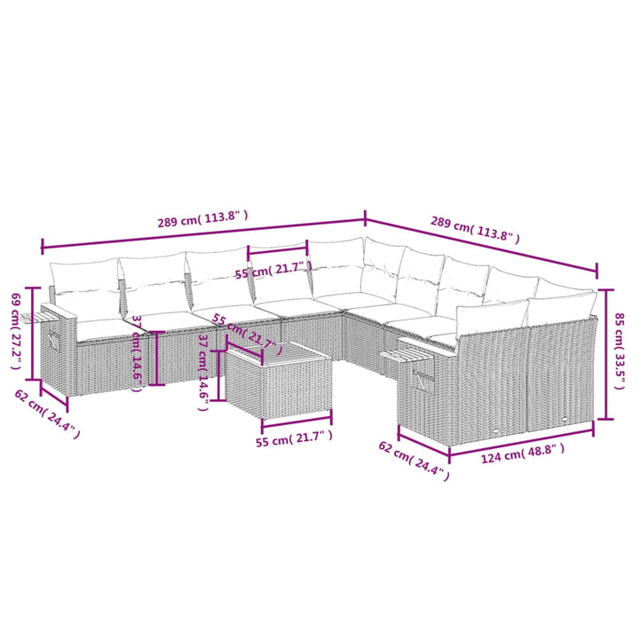 vidaXL Garden Sofa Set Grey, Dark Grey
