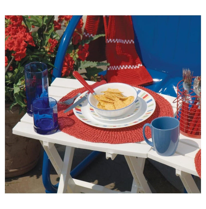 Manufacturing, White Quik Fold Patio Side Table, Resin, One Size