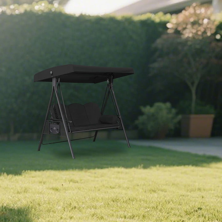 Outdoor Swing Chair Canopy Replacement, 75.2"x47.24" Universal Waterproof Cover for 2-3 Seater Porch Swings, Heavy Duty 190T Polyester Sun Shade with Anti-UV Protection
