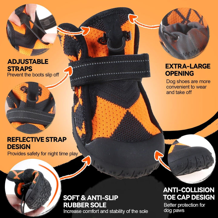 Dog Shoes for Large Small Medium Dogs,Waterproof Dog Boots & Paw Protectors with Breathable Mesh for Summer Hot Pavement,Anti-Slip Dog Booties for Hiking Hardwood Floors Winter Snow