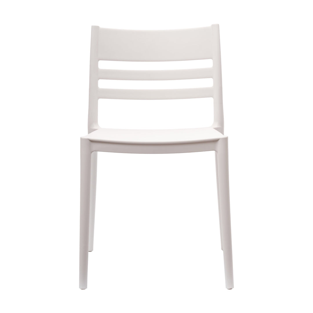 Flash Furniture Indoor-Outdoor Stacking Patio Chair with Slatted Backrest, Commercial All-Weather Resin Chair in White