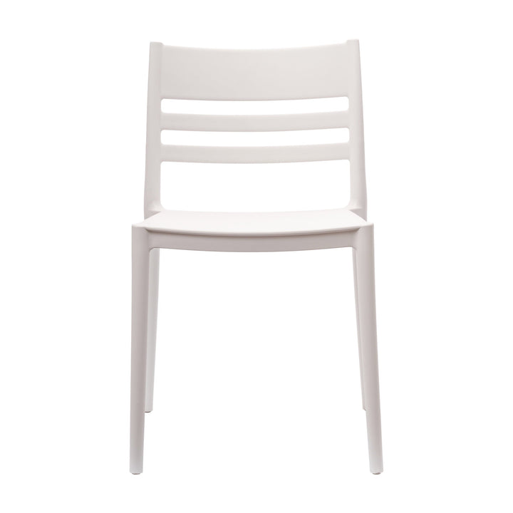 Flash Furniture Indoor-Outdoor Stacking Patio Chair with Slatted Backrest, Commercial All-Weather Resin Chair in White