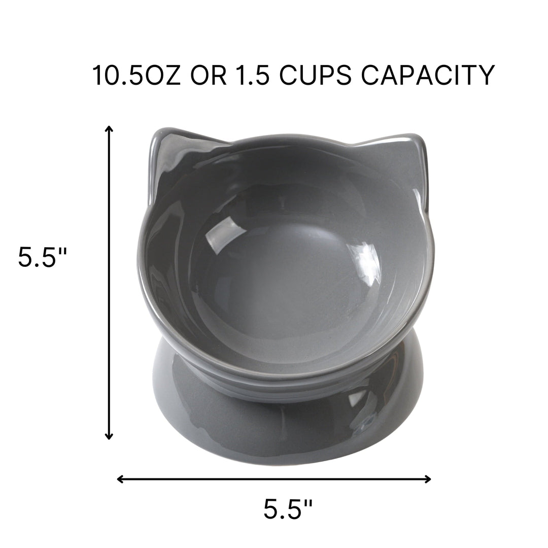 Park Life Designs Oscar Tilted Elevated Ceramic Cat Dish Set for Food & Water, 2-Pack