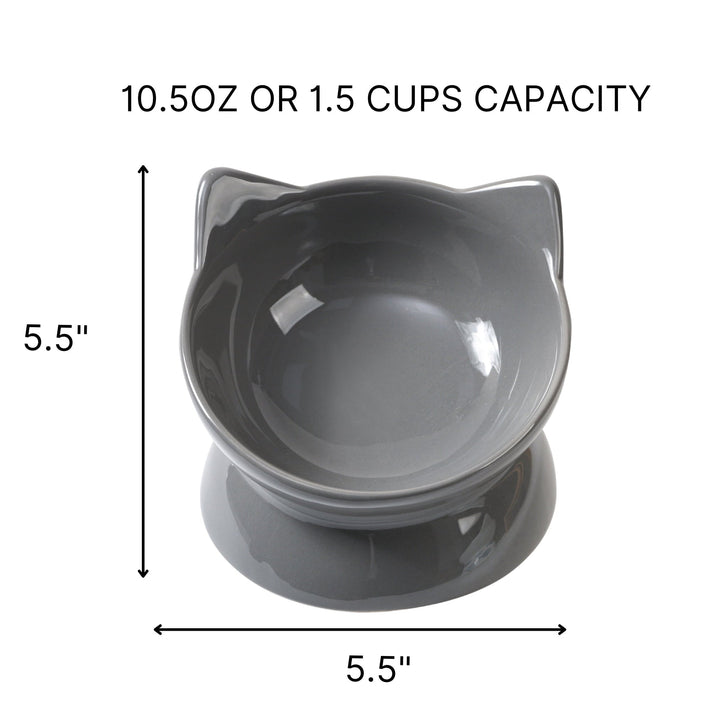 Park Life Designs Oscar Tilted Elevated Ceramic Cat Dish Set for Food & Water, 2-Pack