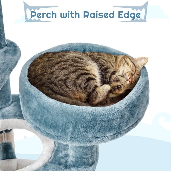 Cat Tree Ocean-themed w/Shark's Mouth-shaped Condo Starfish-shaped Perch 45.5in