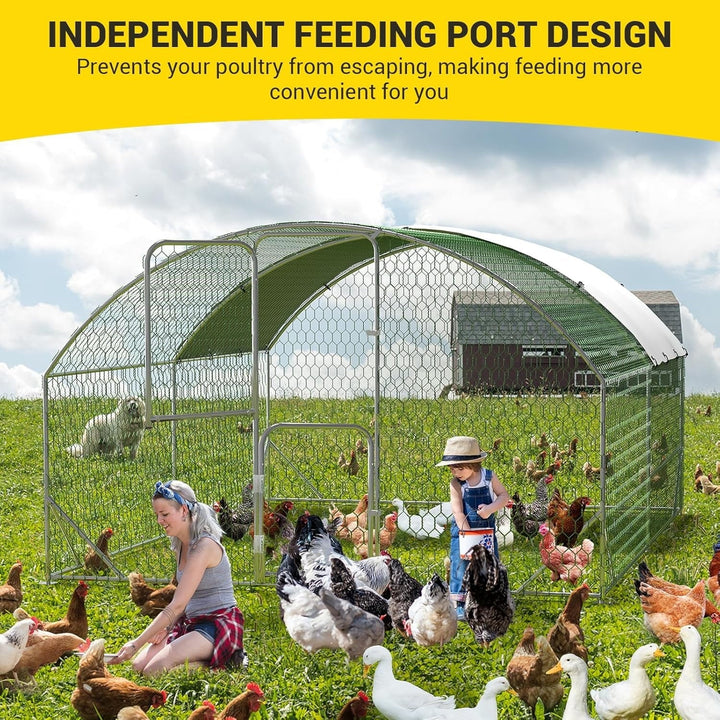M optimized Large Metal Chicken Coop 9.8' W x 13.1' D x 6.6' H Metal Chicken Run with Reinforced Triangle Support & Double Doors, Outdoor Walk-in Poultry Cage for Yard