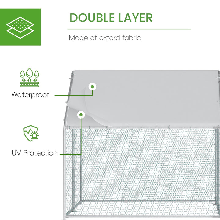 Large Metal Chicken Coop Outdoor Walk-in Chicken Run Poultry Cage Pen W/ Water & UV Proof Cover For Backyard Farm for Hens, Ducks, Rabbits, or Small Animals 10'×6.6'×6.6', Spire Top