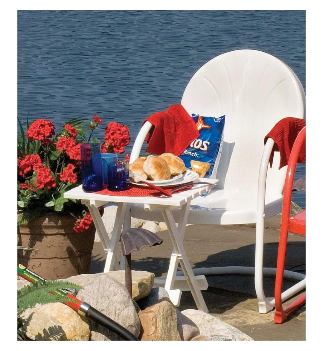 Manufacturing, White Quik Fold Patio Side Table, Resin, One Size