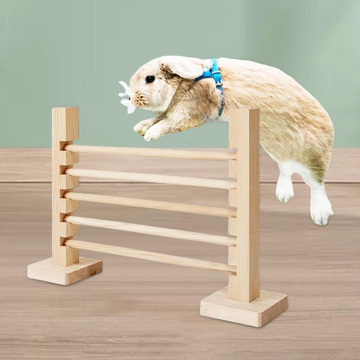 FITYLE Rabbit Jump Bar Wooden Toy Indoor Outdoor, Interactive, Jump Hurdle Bar, Adjustable Height for Pet Rabbit Bunny Jump Training
