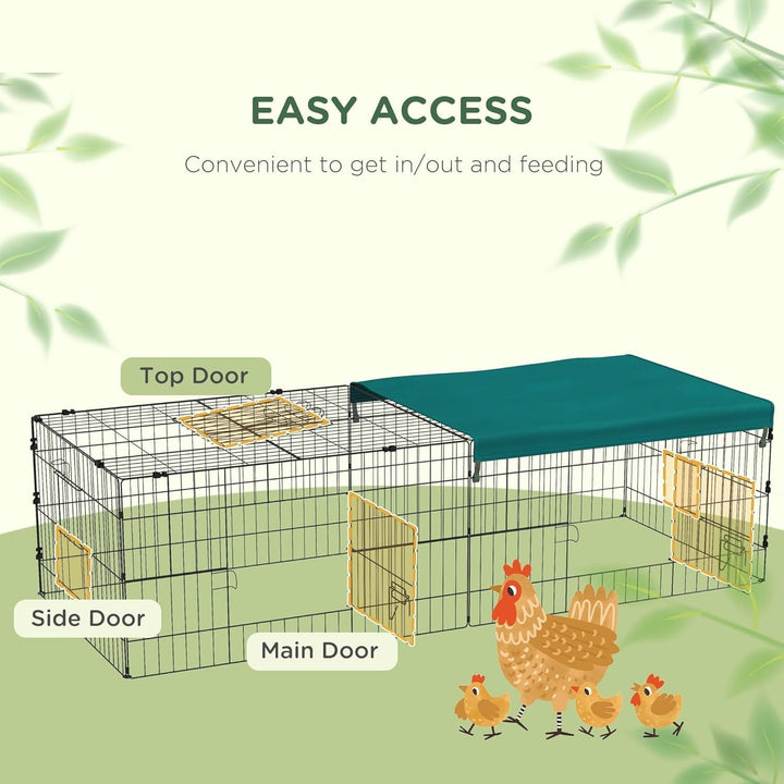 AEGFKD73" L Metal Chicken Playpen, Small Animal Cage, Chicken Coop, Pet Yard Fence for Rabbits, Chinchillas with Roof for Indoor & Outdoor, 20" H, Green