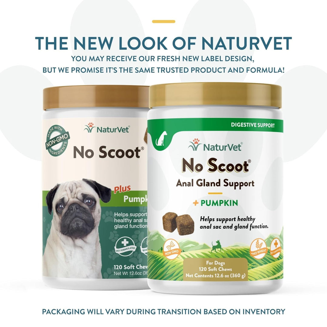 NaturVet No Scoot for Dogs Plus Pumpkin, Supports Digestion, Healthy Anal Gland & Bowel Function, 120 Soft Chews