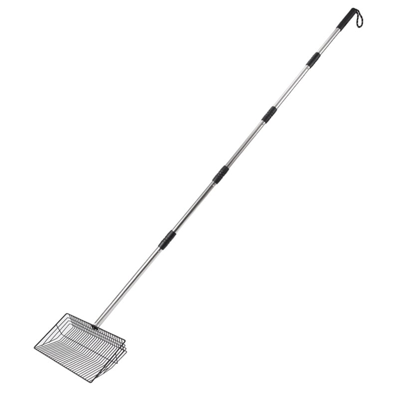 10inch Large Chicken Poop Scooper, 24 to 68in Long Chicken Coop Litter Scoop with Stainless Steel Handle, Sifting Shovel