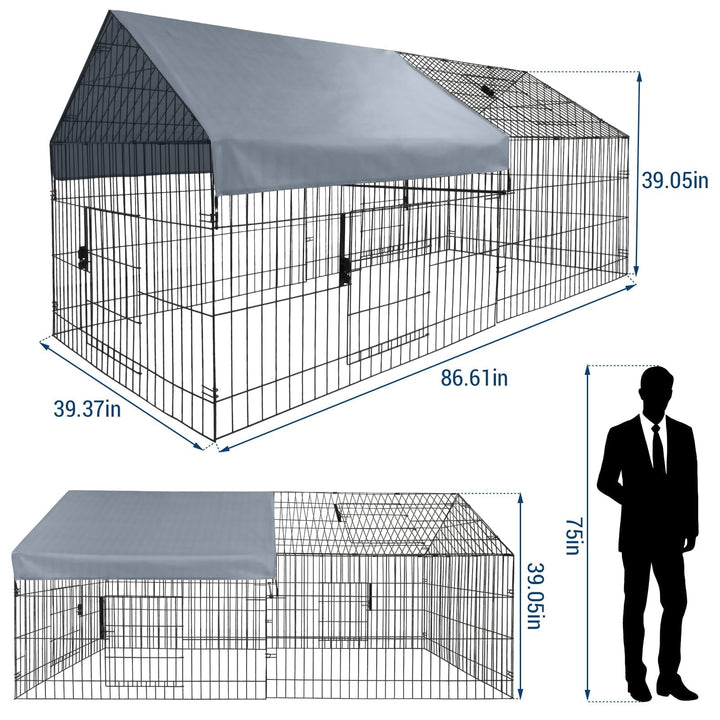 Kselythan 86"x40"x40"Large Metal Chicken Coop,Metal Pet Playpen With Waterproof Cover,Small Animal Cage,Outdoor Backyard Farm Pet Playpen for Rabbit,Duck,Chinchillas