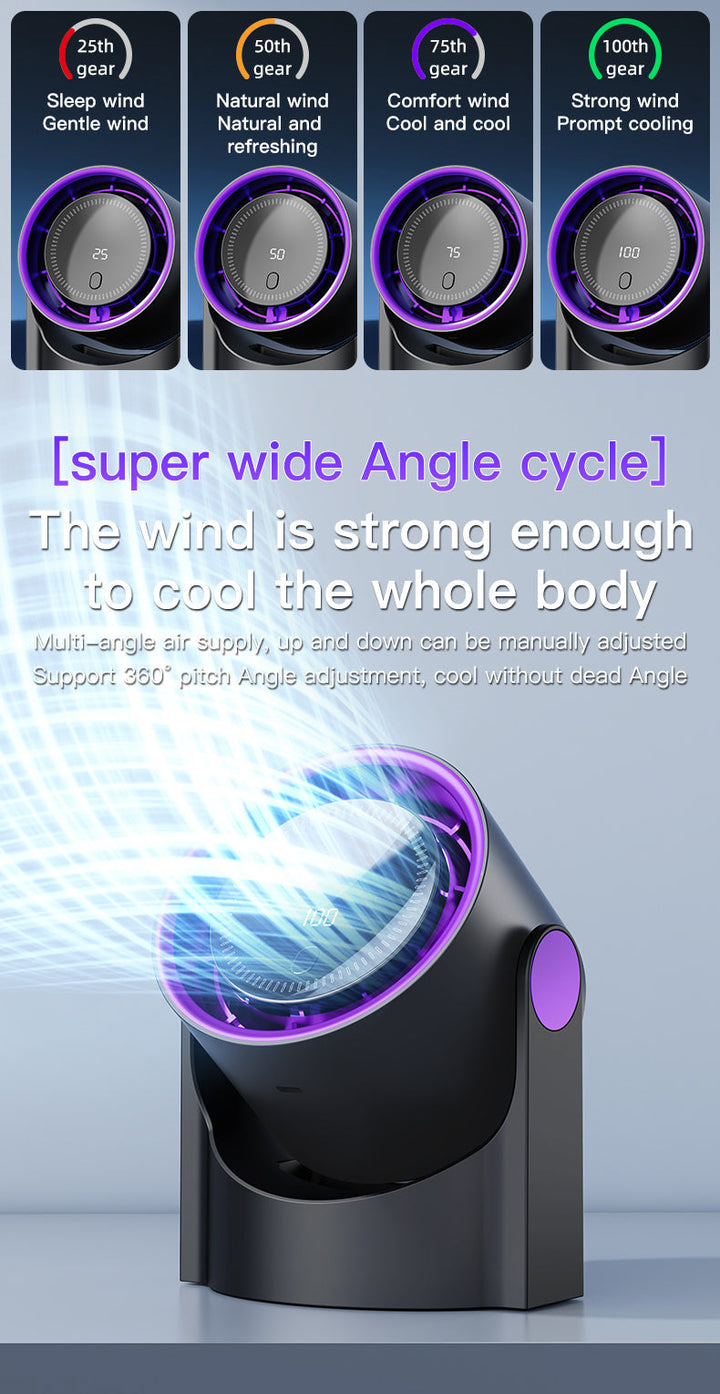 Xiaomi Smart Electric Fan 100 Speed Bladeless Fan USB Charging Desktop Silent Wall Mounted Air Conditioner Office Indoor Camping