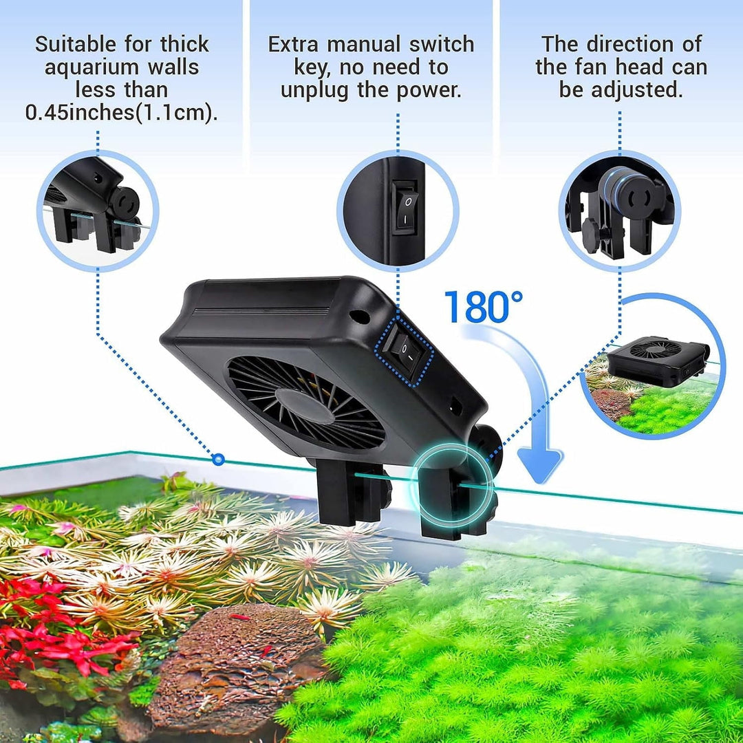 Tawatiler Aquarium Chillers Fan, Quiet Fish Tank Cooling Fan Equipment with Adjustable Timer Speed Controller, Suitable for Freshwater Saltwater Tanks(1-Fan Head)