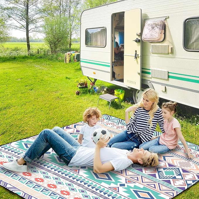 AISPARKY Beach Blanket Waterproof Sandproof, Oversized Large Beach Mat 79" X 83"/120"x108" for 1-8 Adults, Quick Drying&Compact&Lightweight, Picnic Mat Vacation Essentials for Beach Camping Travel