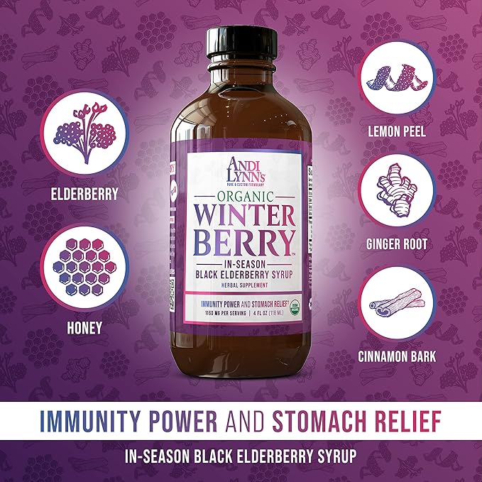 Andi Lynn’s Littleberry and Winterberry Syrup Bundle – 100% Natural and Organic Elderberry Syrups for Kids and Adults – Immunity Booster – Great Tasting Elderberry Syrup (4 OZ Each)