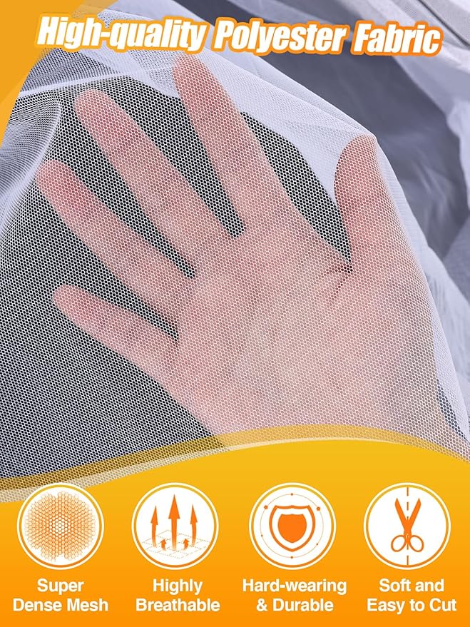 Mosquito Net for Patio - 10Ft x 40Ft for Each Garden Mesh Screen Barrier, Super Dense Patio Netting for Balcony Porch Protecting Your Skin Plants Vegetables DIY (White)