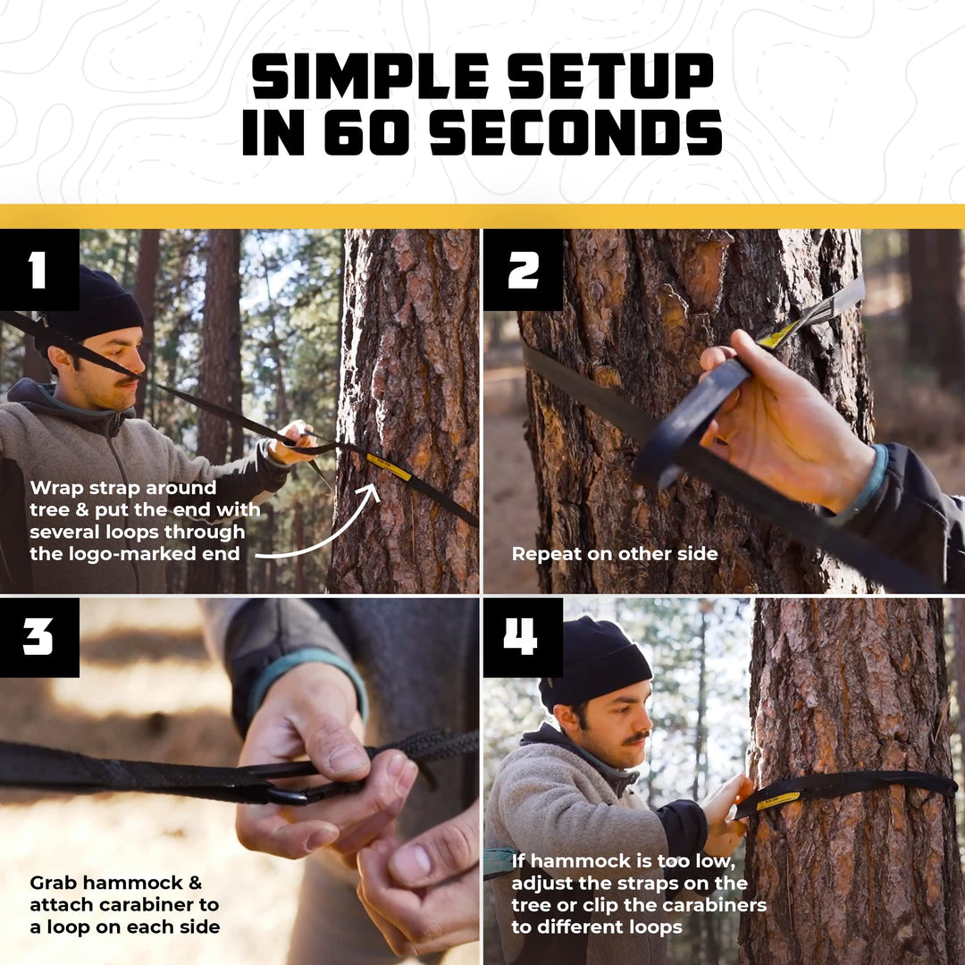 Wise Owl Outfitters Camping Hammock - Camping Essentials, Portable Hammock w/Tree Straps, Single or Double Hammock for Outside, Hiking, and Travel