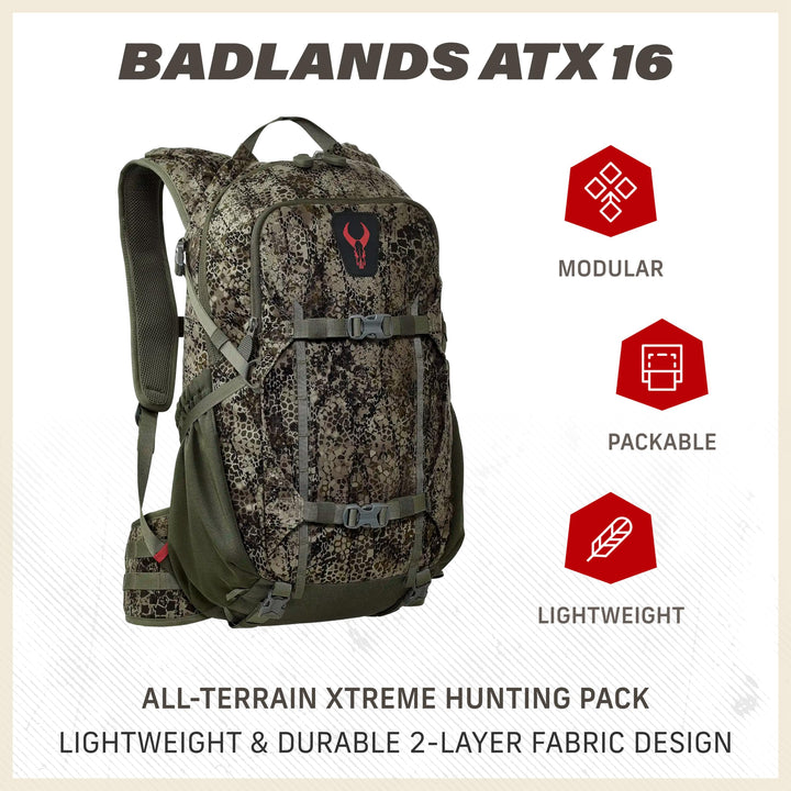 Badlands ATX 16 Hunting Pack - All-Terrain Xtreme Tactical Backpack, Lightweight, Water Resistant, Mud