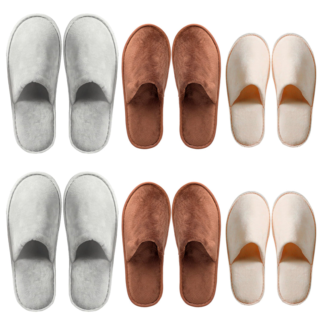 OSTADARRA 6 Pairs Spa Slippers,Three Sizes Non Slip Disposable Slippers For Guest, Washable Reusable, Which Can Be Used As Women Men, House, Indoor, Bathroom, Bedroom, Hotel, Bride Slippers