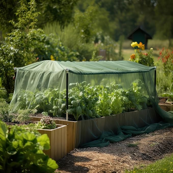 Green DIY Mosquito Net Fabric | 10x20 FT Netting | Insect Cover for Garden, Patio, Outdoor & Windows | Multiple Sizes in Black, White & Green | Raised Bed Screen Mesh Barrier