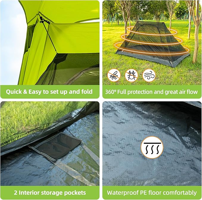 Mosquito Net with protable Bag, Ultralight No-See-Um Breathable Mesh Screen Tent with Waterproof Floor, Compact for Outdoors Camping, Backpacking and traveling，Fits Sleeping Bags, Tent,canopy
