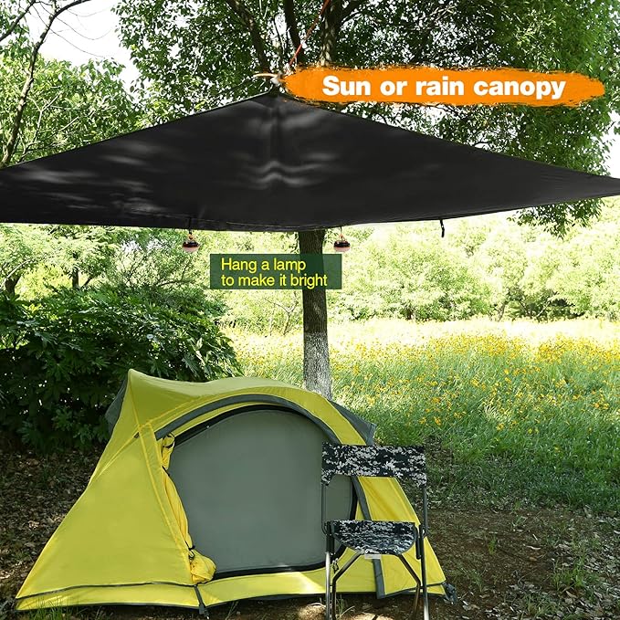 REDCAMP Hammock Rain Fly Camping Tarp Waterproof, 10x12ft Lightweight Backpacking Rain Tarp Shelter for Hiking Outdoor, Black