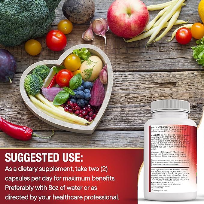 NEW AGE COQ10 200mg Red Yeast Rice 3000mg Omega 3-6-9 3000mg Magnesium Complex 500mg Zinc Vitamin K2 D3 - Vitamins for Women and Men with Vitamin B3, Coenzyme Q10-120 Count