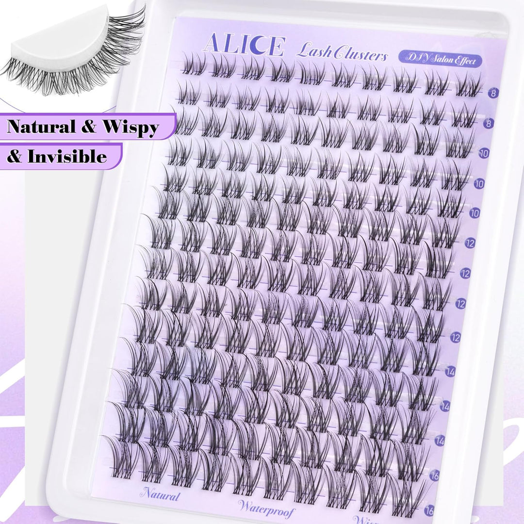 ALICE DIY Natural Lash Clusters | Wispy Anime Cat Eye | 10-16mm, 144 Pcs