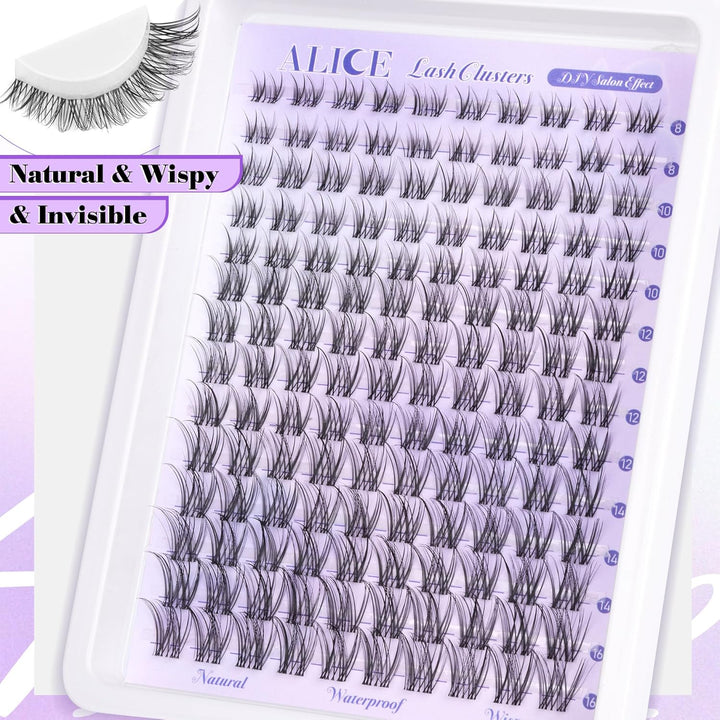 ALICE DIY Natural Lash Clusters | Wispy Anime Cat Eye | 10-16mm, 144 Pcs