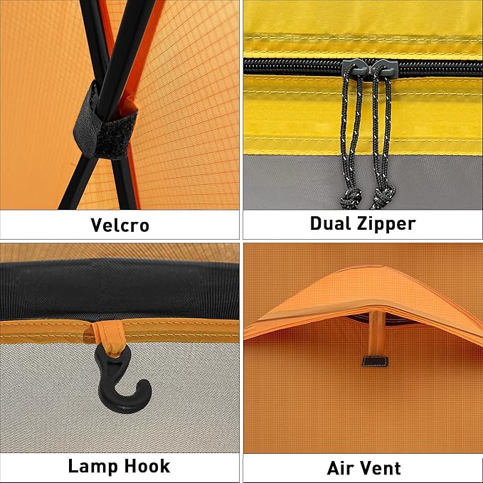 2 Person Camping Tent with 3 Aluminum Alloy Poles, 4 or 3 Season Waterproof Tent, Double Layer,Easy Setup, 2 Doors for Outdoor Hiking,Mountaineering,Survival,Travel