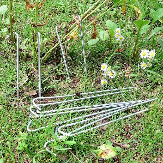 9 Inch Galvanized Tent Stakes Metal Tent Pegs 12 Pack Heavy Duty Yard Inflatable Stakes Garden Edging Fence Hooks Camping Pegs for Gardening & Canopies, Outdoor Christmas Decorations