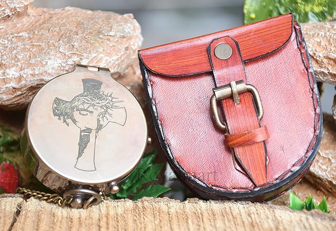 Be Strong and Courageous Brass Religious Compass Gift Confirmation Baptism Easter Christian Catholic Graduation Trekking Adventure Engraved Scripture Prayer Gift for Men Women Teenage Boys Girls